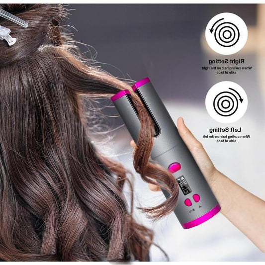 Cordless Automatic Hair Curler – Wireless, Portable Styling Wand
