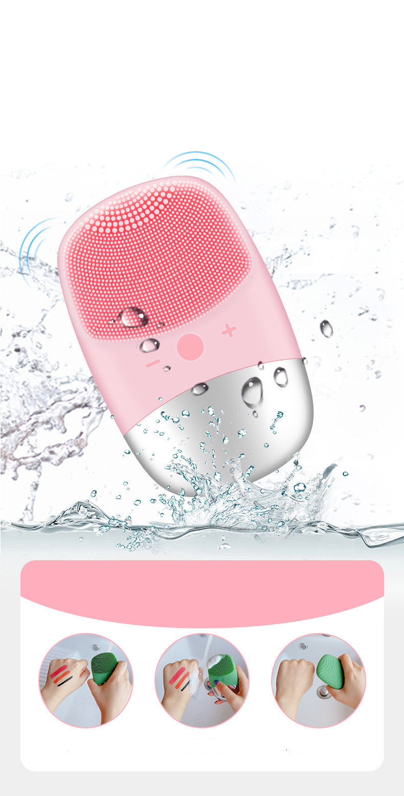 Mini Silicone Electric Facial Cleansing Brush Waterproof Skin Massager For Deep Pore Cleaning & Glow