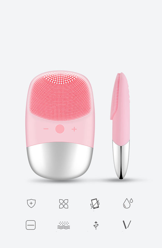 Mini Silicone Electric Facial Cleansing Brush Waterproof Skin Massager For Deep Pore Cleaning & Glow